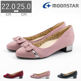 【6/5 20時～4H限定P10倍】【全品100円CP】【10%OFF】 ムーンスター moonstar レディース パンプス スガタ sugata MS SGTS703 ハローキティ キティちゃん サンリオコラボ ローヒール リボン かわいい 3cmヒール 軽量 軽い 抗菌