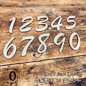 数字 10個セット 木製 0～9 高さ7.5cm 大サイズ レターバナー ウッドバナー 小さい wood banner 0から9 写真 小物 メール便 送料無料