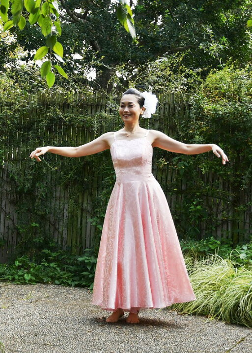 楽天市場 送料無料 フラダンス衣装 ジャガードサテンドレスフラダンス フラ衣装 リゾートドレス リゾートワンピ ハワイアン柄 ハワイアンドレス フラドレス ハワイアンイベント ホイケ ムームー ハワイアンショップ ラウナハワイ