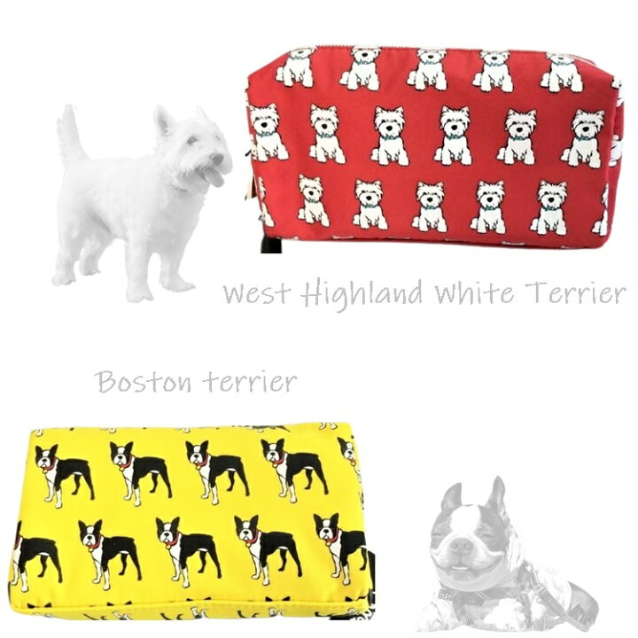 楽天市場 犬好きさんにも 95 ポーチ メイクポーチ メイクバッグ コスメポーチ コスメバッグ 小物入れ アクセ おしゃれ かわいい 大人カワイイ 犬 Dog ウエストハイランドホワイトテリア ウエスティ ボストンテリア ボステリ Marc Tetro マークテトロ 送料無料 返品