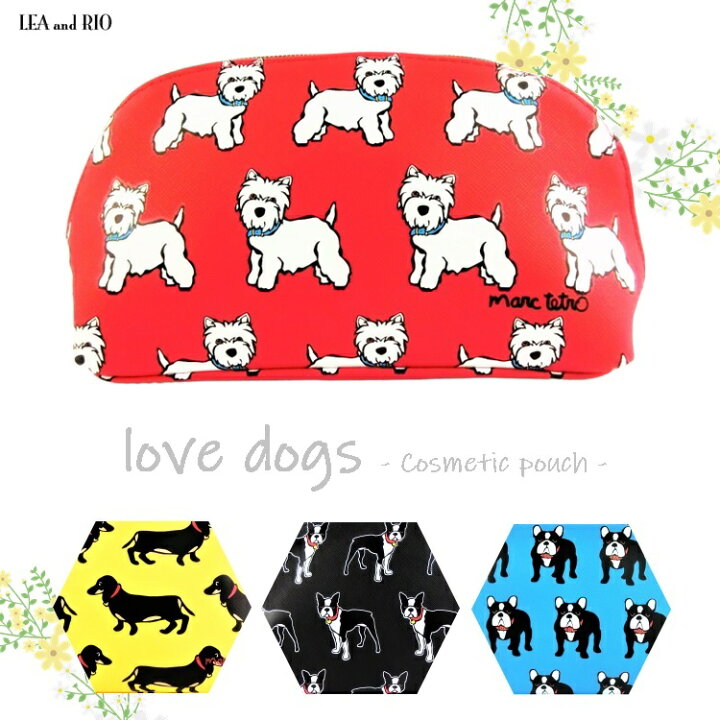 楽天市場 犬好きさんへコスメティックポーチ コスメポーチ メイクポーチ コスメティックバッグ コスメバッグ メイクバッグ ポーチ 小物入れ おしゃれ 犬モチーフ かわいい 大人カワイイ ウエスティ フレブル ボステリ ダックス Marc Tetro マークテトロ 送料無料 返品