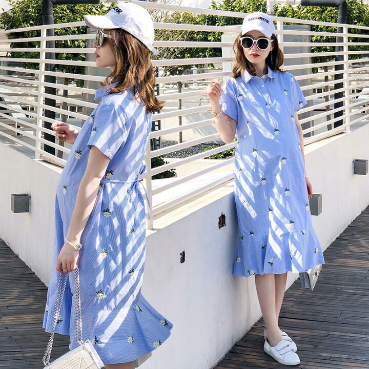 楽天市場 送料無料 妊婦服 夏 妊婦 ワンピース 産前 産後 授乳服 妊婦服 マタニティー マタニティワンピース レディース コットン ロング オーバーサイズ Tシャツワンピ ミモレ丈 春夏 マタニティウェア 母の日 Leafdeer