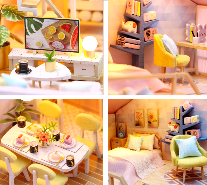 ミニチュア・ドールハウス・セット・高級仕様・№1 Amazon | moin moin 1/24 ドールハウス ミニチュア DIY 手作りキット