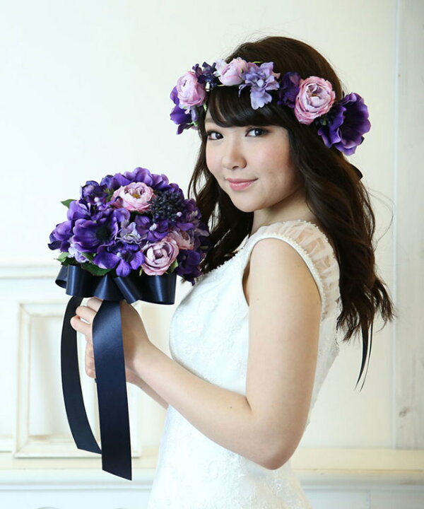 楽天市場 花冠 ヘッドドレス 紫のアネモネ とカップローズ 造花 花かんむり ウェディング 髪飾り アネモネ 花嫁 ウエディング ブライダル 結婚式 海外挙式 ハワイ婚 前撮り 花 花飾り ヘアアクセ ヘアアクセサリー 紫 パープル カラードレス ウエディングドレス
