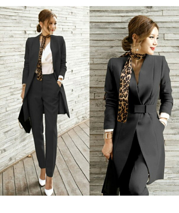 楽天市場 営業日で発送予定 スーツ パンツスーツ ジャケット 2点セット セットアップ ロングジャケット ベルト ビジネススーツ フォーマルスーツ 通勤 就活 卒業 卒園 レディース レスペランス