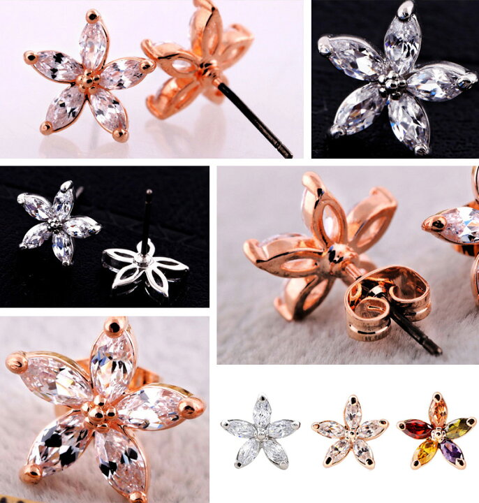 楽天市場】ピアス スワロフスキー お花モチーフ K18 18金GP 18k : カスピー