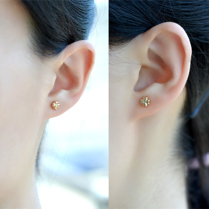 楽天市場】ピアス 5mm クローバー ピアス 四葉 10金 レディース 10k 
