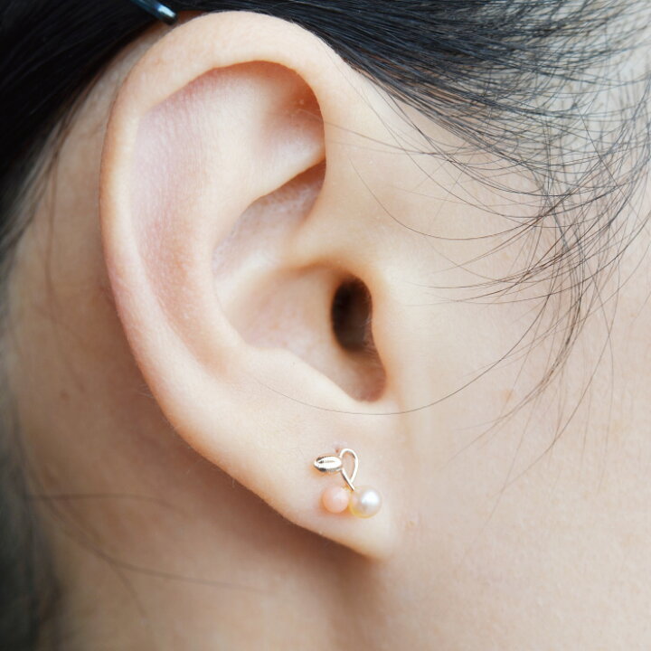 楽天市場】ピアス 日本製 18k さくらんぼ レディース 18金 真珠 珊瑚 