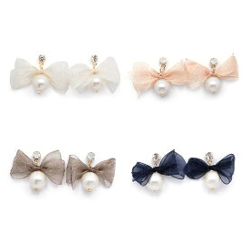 mini ribbon&pearl ピアス：zoule（ゾーラ）