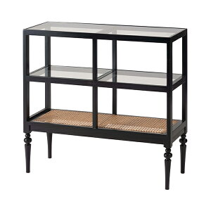 サイドテーブル オープンシェルフ シェルフ テーブル 収納 木製 ガラス ラタン 3段 幅80cm オープンラック 多目的ラック おしゃれ クラシック サイドラック ディスプレイラック デザイン ナイ