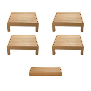 ウッドデッキ 組合せ5点セット 本体4 ステップ1 人工木 樹脂 ベランダ テラス 縁側 庭 縁台 DIY 組立て簡単 錆びない 腐らない デッキ 水洗い ブラシ 台 段差解消 段差軽減 洗濯物干し 洗濯物