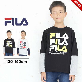 セール フィラ FILA 長袖Tシャツ ロングスリーブTシャツ tシャツ 長袖 キッズ ジュニア 男の子 130cm 140cm 150cm 160cm 子供服 トップス 長袖 春秋冬 プリント ロンT おしゃれ かわいい ホワイト ブラック 送料無料