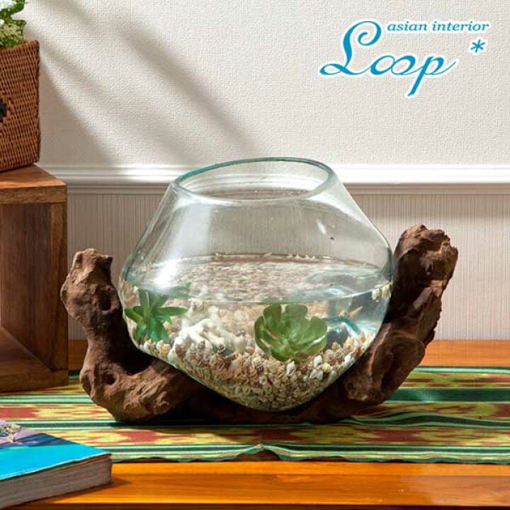 楽天市場 テラリウム アクアリウム オブジェ ナチュラルウッド ガラスアクアリウム アジアン雑貨 花器 花瓶 金魚鉢 プランター置物 熱帯魚 メダカ めだか エアプランツ 玄関 リビング 寝室 バリ ボダニカル リゾート インテリア おしゃれ モダンインテリア