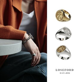 【LOSE FORD 公式】 コインリング シグネットリング メンズ リング 指輪 印台 リング ゴールド 金 シルバー 銀 メンズ レディース プレゼント ギフト 誕生日 記念日 男性 女性 おしゃれ ステンレス シンプル 9号 10号 14号 15号 18号 19号 R34 LOSE FORD