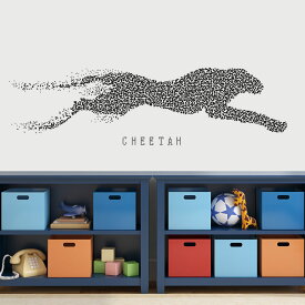 ウォールステッカー チーター 日本製 アニマル 動物 シルエット モノクロ 白黒 ブラック シール 壁紙 風呂 トイレ