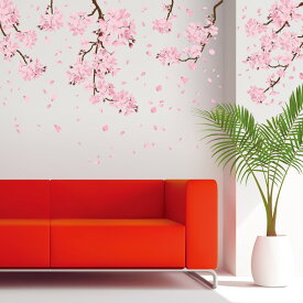 サクラ 桜 BIG ウォールステッカー 日本製 桜吹雪 春 花びら さくら フラワー ピンク 壁紙 シール リメイク