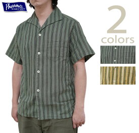 【 Pherrow's（フェローズ） 】　23S-PICS1　半袖ストライプイタリアンカラーシャツ [ ITALIAN COLLAR SHIRTS ] [ 半袖シャツ ] [ アメカジ ] [ メンズ ]
