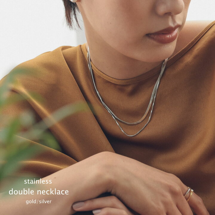 楽天市場】ステンレス 2連 ダブルチェーンネックレス ベネチアチェーン 