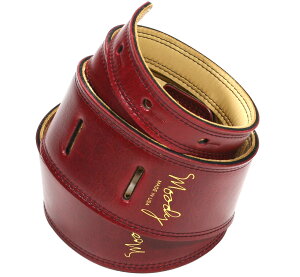 [Moody Leather] Leather Backed Guitar Strap [Long / 2.5"] (Carmine/Cream/Gold) - [fB[EU[EXgbv