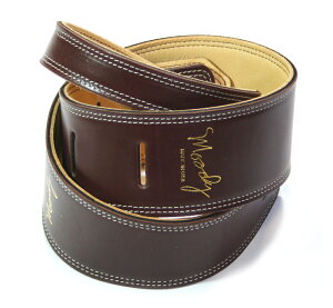 [Moody Leather] Leather Backed Guitar Strap [Standard / 2.5"] (Dark Chocolate / Cream) - [fB[EU[EXgbv