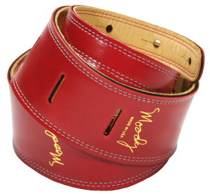 [Moody Leather] Leather Backed Guitar Strap [Standard / 2.5"] (Red/Cream/Gold) - [fB[EU[EXgbv