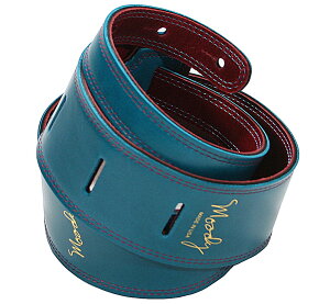 [Moody Leather] Leather Backed Guitar Strap [Standard / 2.5"] (Sapphire Blue / Carmine) - [fB[EU[EXgbv