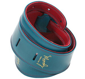 [Moody Leather] Leather Backed Guitar Strap [Standard / 2.5"] (Sapphire Blue/Red/Gold) - [fB[EU[EXgbv