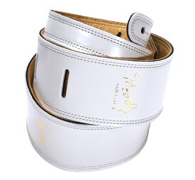 [Moody Leather] Leather Backed Guitar Strap [Standard / 2.5"] (White / Cream) - ムーディー・レザー・ストラップ
