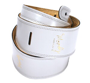 [Moody Leather] Leather Backed Guitar Strap [Standard / 2.5"] (White / Cream) - [fB[EU[EXgbv