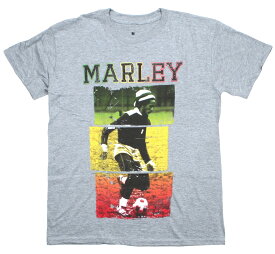 Bob Marley / Football Tee (Heather Grey) - ボブ・マーリー Tシャツ