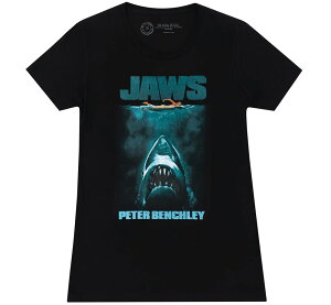 [Out of Print] Peter Benchley / Jaws (50th Anniversary) Women's Tee (Black) - �W���[�Y T�V���c