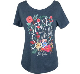 [Out of Print] Jane Austen / Sense and Sensibility Womens Relaxed Fit Tee (Indigo) [Puffin in Bloom] - 分別と多感 Tシャツ