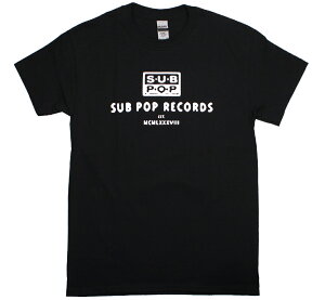Sub Pop Records / Est 1988 Tee (Black) - �T�u �|�b�v ���R�[�Y T�V���c