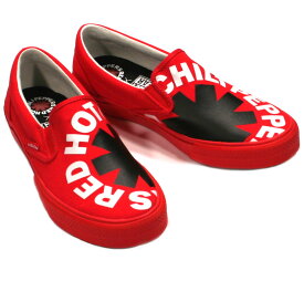 [VISION STREET WEAR] Red Hot Chili Peppers / Canvas Slip-On (VSW-9158) (Red) - レッド・ホット・チリ・ペッパーズ スニーカー