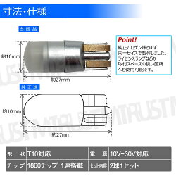 LEDT10超拡散フロストレンズウェッジバルブ1860チップ600lmホワイトオレンジ白橙12V24V対応明るいシンプル目立たないシルバーアルミ拡散全方位ポジションランプライセンスナンバー灯ルームカーテシランプラゲッジウェルカム最新新型エムトラ