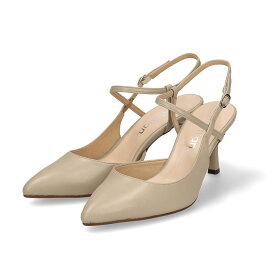 【60%OFF：ラストワンアイテム】美脚パンプス　足が痛くない（なりにくい）7.0cmヒール　日本製　通勤　オフィス　レディース　SMLLL　ポインテッドトゥクロスストラップパンプス:グレージュ（m72007）