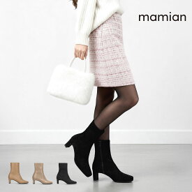 美脚ブーツ　足が痛くない（なりにくい）5.5cmヒール　レディース　ベージュ　グレージュ　ブラックS　ブラック　黒　black　日本製　SMLLL　ワイドスクエアトゥショートブーツ（5400）