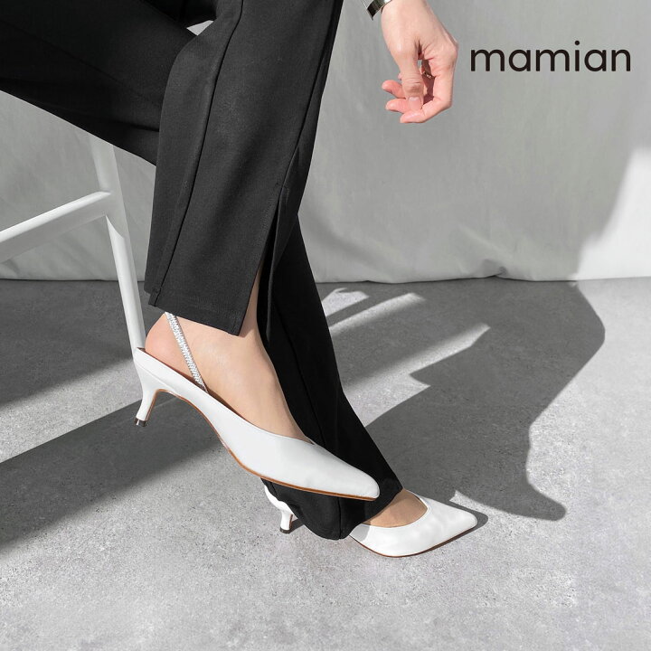 マミアン mamian 5 5cm バックストラップポインテッドトゥローファーパンプス m55223