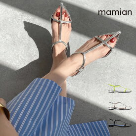 美脚サンダル　足が痛くない（なりにくい）1.0cmヒール　日本製　レディース　リゾート　細いストラップ　ライム　シルバー　ブラック　SMLLL　ポインテッドトゥTストラップフラットサンダル（m17001）＜2025SS＞