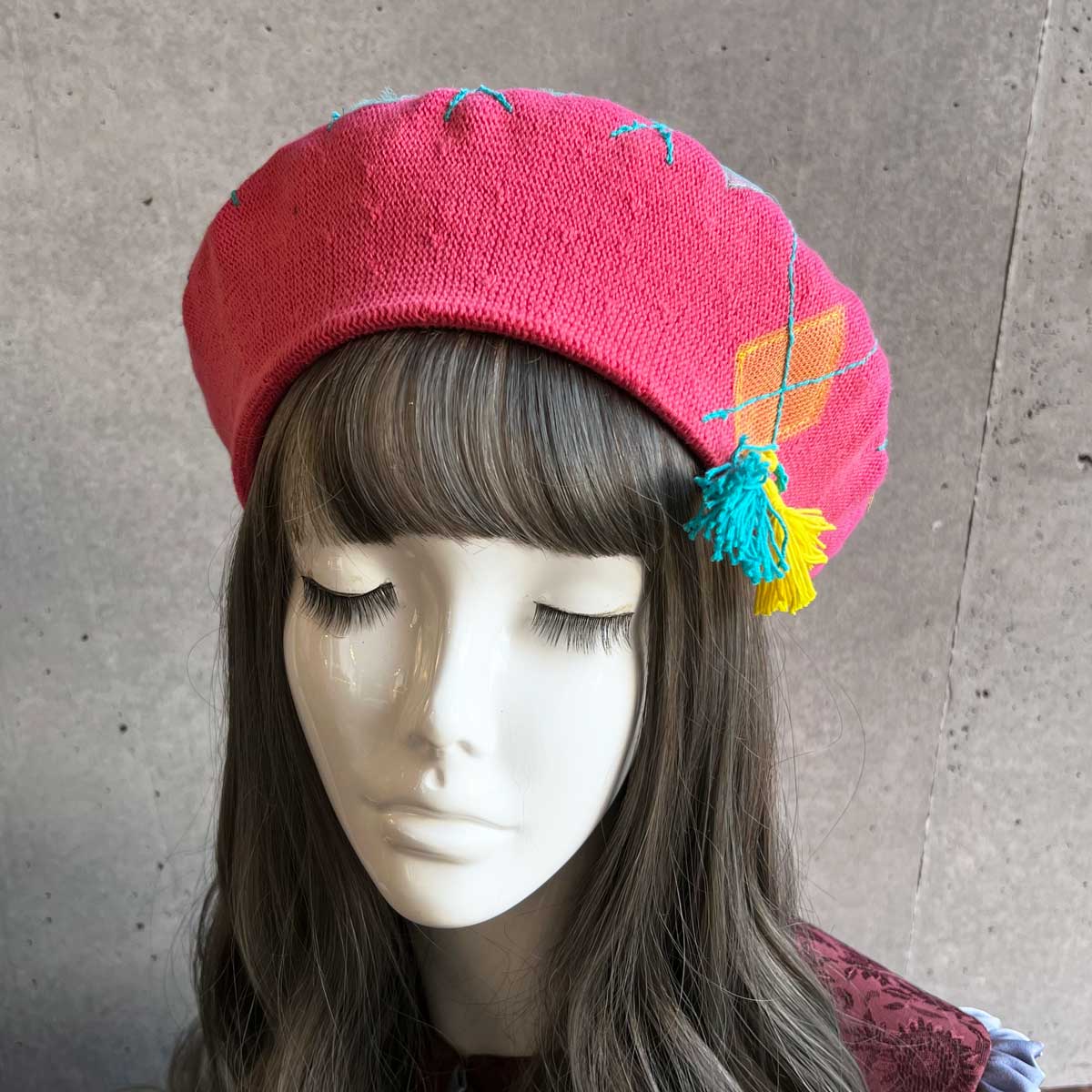 アウトレット送料無料】Barairo no Boushi (バラ色の帽子) アーガイル柄ベレー（ピンク） レディース帽子