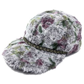 Barairo no Boushi（バラ色の帽子）花柄ファーキャップ（グレー）