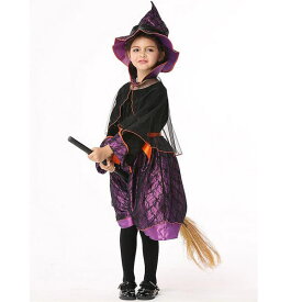 ハロウィン 衣装 子供 女の子 魔女 コスプレ キッズ ハロウィーン 仮装 コスチューム 衣装 女の子 仮装 子供用 パーティー 子供ドレス 子供服 ワンピース ウィッチ 発表会 演劇 幼稚園 紫 パープル ドレス ガールズ ハロウィーン halloween 100cm 110cm 120cm 130cm