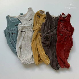 《お取り寄せ》ベビー ベロア セットアップ 赤ちゃん 上下 セット ユニセックス 男の子 女の子 韓国 トップス パンツ 長ズボン 姉妹 兄弟 お揃い おそろい ペア 可愛い かわいい お洒落 おしゃれ お出かけ おでかけ シンプル 秋 冬 manamama