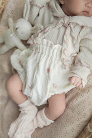 ≪お取り寄せ≫オリジナル リボン ブルマ パンツ ベビー 赤ちゃん 子供 こども 男の子 女の子 シンプル ガーリー ホワイト 可愛い かわいい おしゃれ お洒落 カジュアル 韓国 ゴム 姉妹 おそろい お揃い ペア リンク コーデ お出かけ manamama プレゼント ギフト