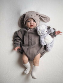 《ご予約》オリジナル ロンパース 赤ちゃん 男の子 女の子 子供 子ども お洒落 おしゃれ かわいい 可愛い 韓国 キッズ 新生児 兄弟 姉妹 お揃い おそろい シンプル カジュアル 長袖 ペア コーデ ベージュ ブラウン 秋 冬 manamama プレゼント ギフト