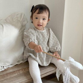 《即納》ベビー オリジナルロンパース 花柄 女の子 可愛い かわいい お洒落 おしゃれ シンプル ベビー 赤ちゃん 子供 服 おすすめ 人気 リンク コーデ manamama 韓国 姉妹 ペア プレゼント ギフト お出かけ おでかけ 秋 冬 服装 AW 春秋冬 シンプル ボディスーツ 乳幼児用