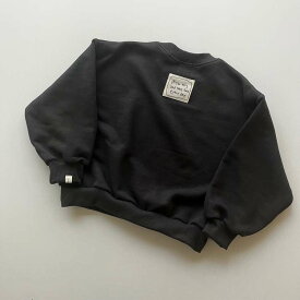《ご予約》ジュニア オリジナルトレーナー トップス 子供 子ども 男の子 女の子 服 ユニセックス 可愛い かわいい お洒落 おしゃれ シンプル カジュアル 無地 ブラック おすすめ 人気 プレゼント ギフト 兄弟 姉妹 お揃い おそろい ぺア リンク コーデ 韓国 manamama 秋 冬