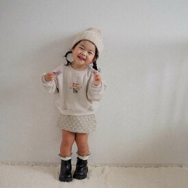 《即納》キッズ オリジナルくまさん トップス スウェット トレーナー イラスト 女の子 可愛い かわいい お洒落 おしゃれ シンプル ベビー 赤ちゃん 子供 服 おすすめ 人気 リンク コーデ manamama 韓国 姉妹 ペア プレゼント ギフト お出かけ おでかけ 長袖 服装 春秋冬