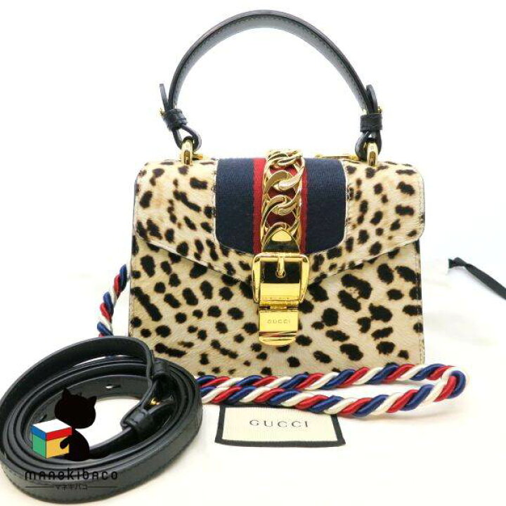 楽天市場】グッチ GUCCI ブラック シルヴィ ミニ 3WAY レオパード 