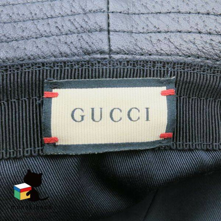 楽天市場】グッチ GUCCI ブラック レザー クロシェ ハット Mサイズ 